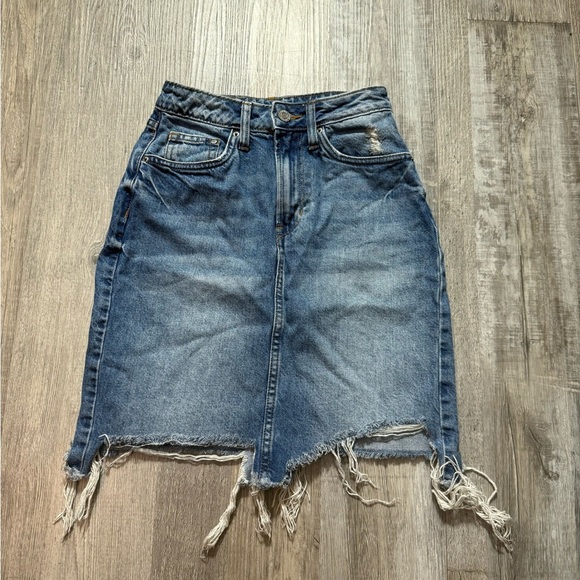 Vintage western Distressed Denim Skirt, High-Waisted, casual denim